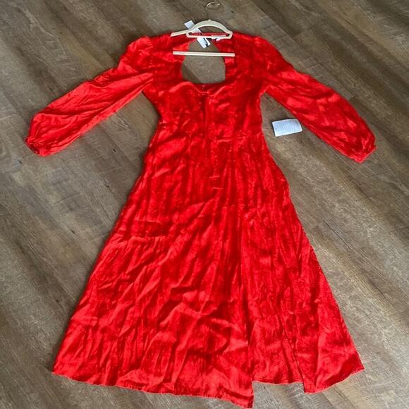 NWT Anthropologie Naplan Sea Road MIDI Red Dress Size M - Picture 2 of 10
